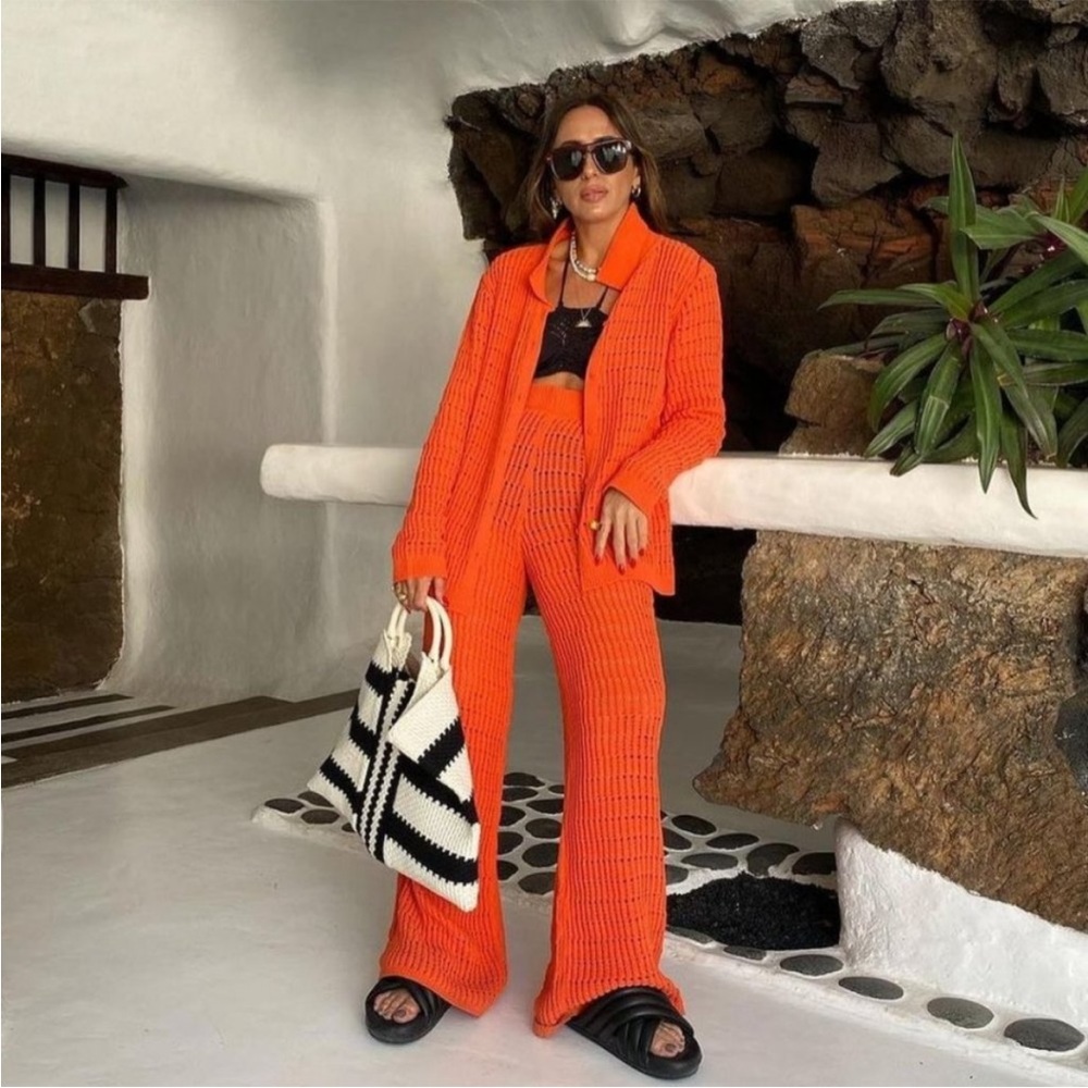 Zara Blogger Fav Orange Chenille Knit Co-Ord Matching Set